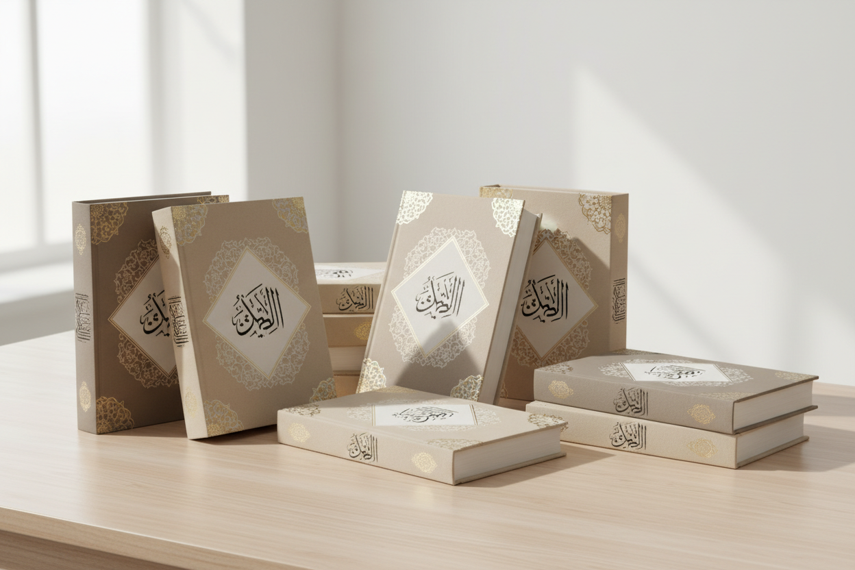 islamic books. use neutral tone colors.